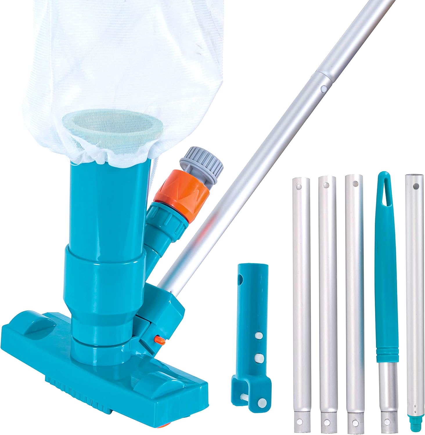 U.S. Pool Supply Portable Mini Jet Underwater Vacuum Cleaner with 4 Foot Pole, Brush & Leaf Bag - Connects to Garden Hose - Cleans Spas, Ponds, Fountains, Above Ground & Inground Pools